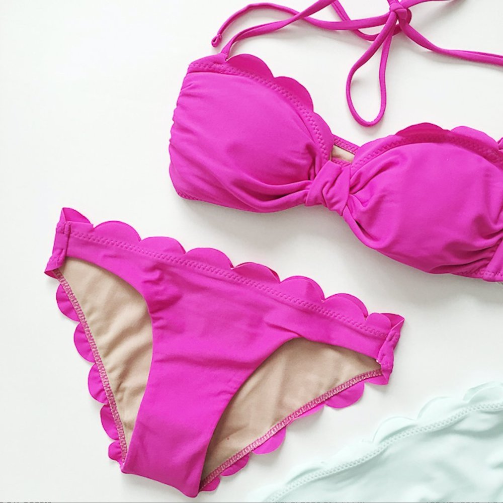 NWOT Hot Pink Scallop Bikini Set